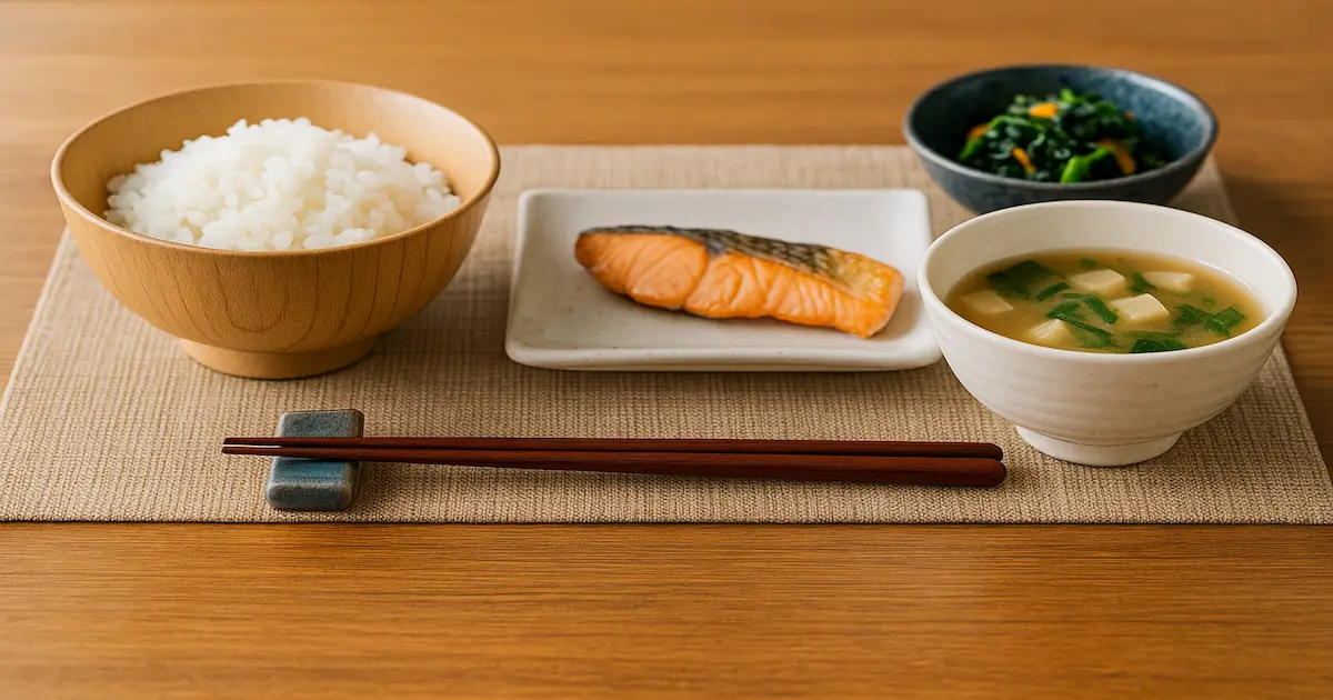 和食の食卓に置かれた箸置きと箸の美しい並び